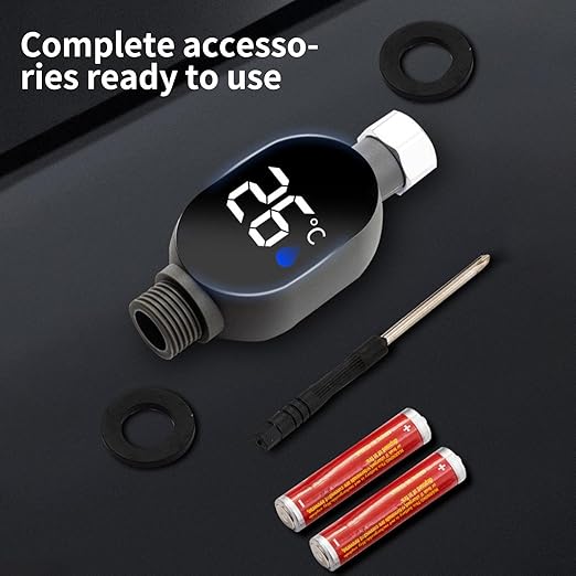 Shower Water Temperature Monitor - Real Time Visual Monitoring, LED Digital Display, Smart Water Temperature Indicator for Kids Bath, Safe Bathroom Accessory for Home Dormitory Hotel Apartment