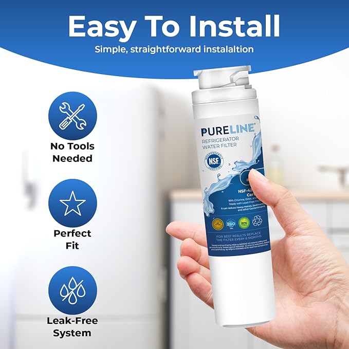 Pureline MSWF Replacement for GE MSWF, RWF1500A, 101820A, 101821B Refrigerator Water Filter - Reduces Bad Taste & Odor - AquaVibe