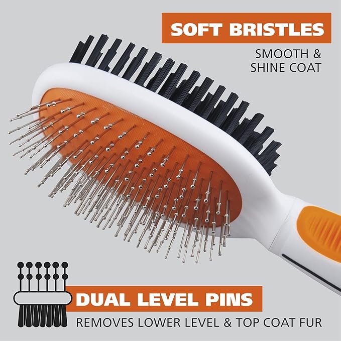Wahl Premium Pet Double Sided Pin Bristle Brush with Patented Stacked Pin Design for Dogs - Removes Loose Hair & Stimulates the Skin while Creating a Soft Coat Shine - Model 858501 - AquaVibe