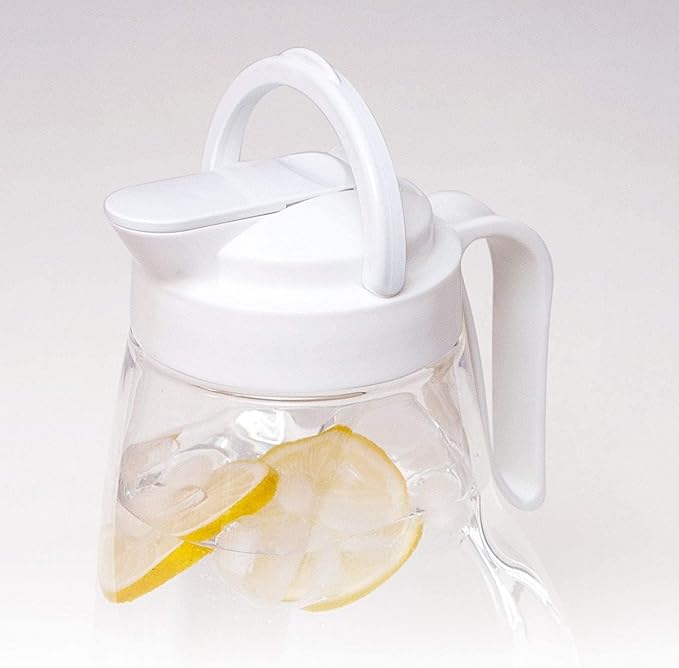 LargePour Airtight Pitcher with Lid, 3.1QT (99oz) – Leakproof Large Water Jug for Tea, Coffee, Juice & More, Top Handle, Locking Spout, Space-Saving, Easy Pour, Dishwasher Safe, Made in Japan