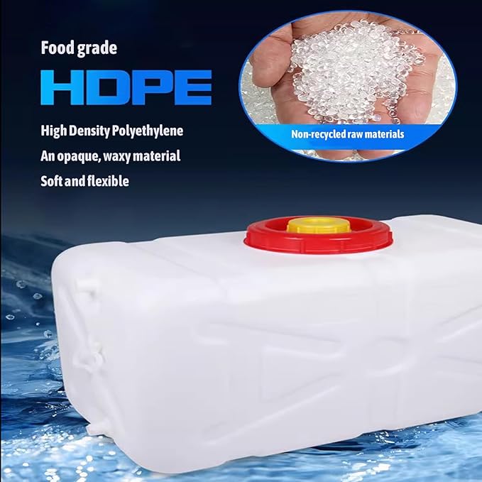 Water Storage Water Storage Container Food-Grade HDPE Square Water Container, Large Capacity Water Tank W/Enlarged Calibre Handle 2.8mm Thick Leakproof for Home Camping RV Outdoor