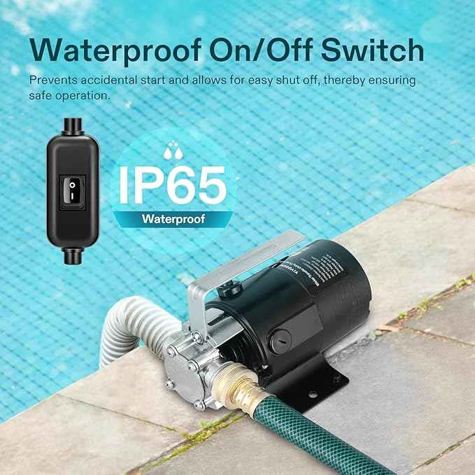 VIVOSUN 115V Water Transfer Pump, 1/10HP 330 GPH Portable Electric Utility Pump with ON/OFF Switch and Water Hose Kit, Ideal for Removing Water from Gardens, Hot Tubs, Pools, Ponds, and More