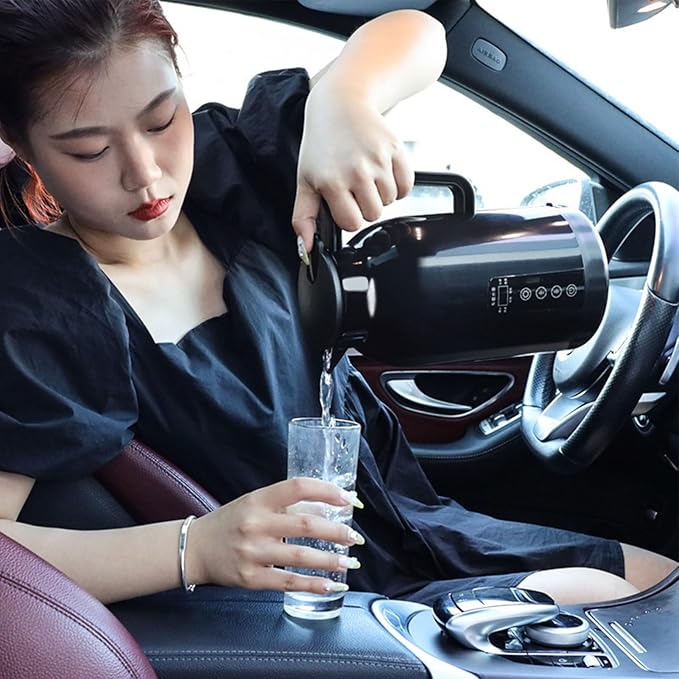 Car Electric Kettle, LED Display 1150ml, Car Water Heater Tea Kettle, for Travel Commuting Family Outing Tea Coffee Milk Instant Noodles