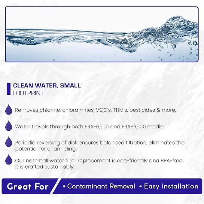 Crystal Quest Bath Ball Replacement Cartridge – Removes Chlorine, PFAS & Odors – Easy-to-Install Water Filter – Eco-Friendly, Durable & Skin-Safe – Built in the USA - AquaVibe
