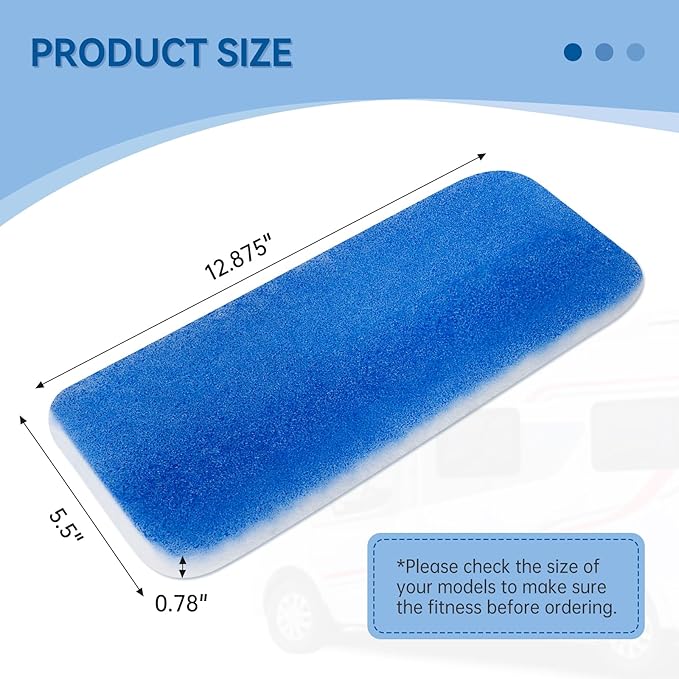 12.875” x 5.5” RV AC Air Filter Replacement Compatible with Entegra Luxury Fifth Wheel Air Conditioner - 4 Pack Air Conditioning Unit RV Foam Pad for Camper Vent MERV 6 AC 160g Filter, Blue - AquaVibe