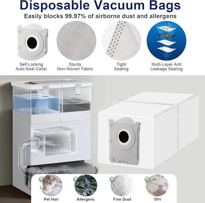 17 Pcs Accessories for ECOVACS DEEBOT X8 PRO OMNI Robot Vacuum Cleaner, Replacement Parts Main Brush, Side Brush, Washable Filter, Mopping Roller, Dust Bag - AquaVibe