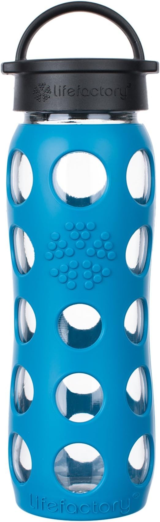 Lifefactory 22-Ounce BPA-Free Glass Water Bottle with Classic Cap and Protective Silicone Sleeve, Teal Lake