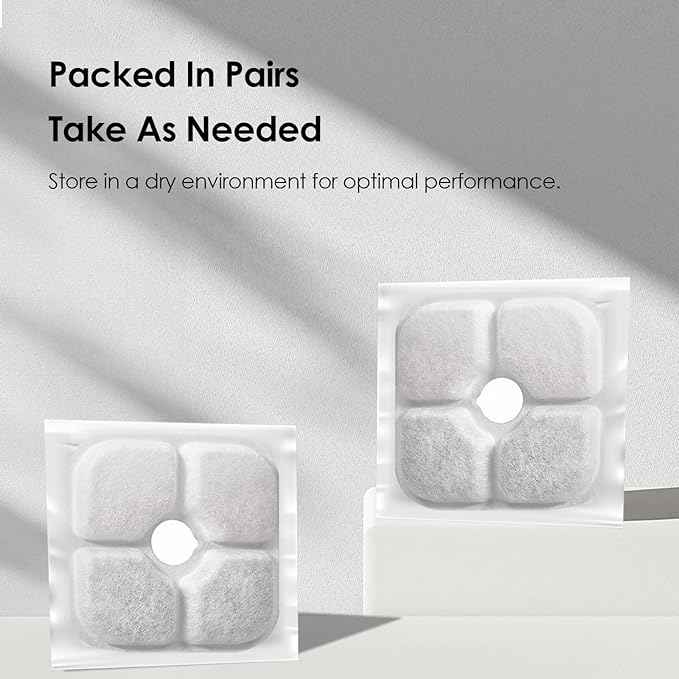 16-Pack Cat Water Fountain Filter Compatible With Catit Pixi Water Fountain Filter Replacement Triple Action Water Filter, 4 Pump Tubes 1 Hard Brush
