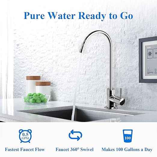 Geekpure 4 Stage Reverse Osmosis RO Drinking Water Filter System with Quick Change Filters -Portable-100 GPD