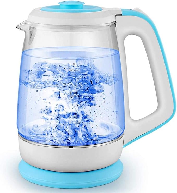 Kettles,1.5L Glass Electric Kettle,Eco Water Kettle, Bpa Free Cordless Water Boiler with Stainless Steel Inner Lid Bottomfast Boil Auto-Off Boil-Dry Protection,1200W hopeful