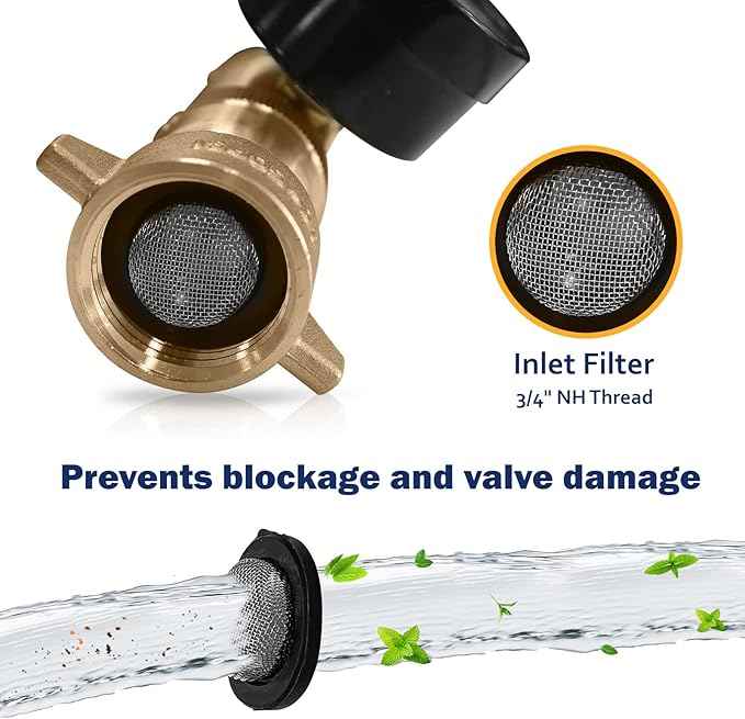 Cupohus Brass RV Water Pressure Regulator (40-50PSI) with Gauge and Filter Screen, 3/4” NH Monitor Water Hose Pressure,for RV Camper, Travel Trailer and More