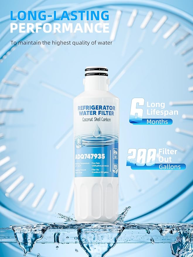 LT1000P Water Filter Replacement Fit for L-G Lt1000P/PC/PCS Compatible with L-G Models ADQ747935, ADQ74793501/02, MDJ64844601, LFXS26973S, LMXS30796S Water Filters, 3Packs By AVXBYR
