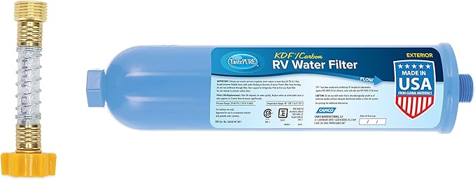 EUHOMY 12 Volt Refrigerator, 35Liter(38qt) Car Refrigerator, RV Refrigerator with 12/24V DC and 110-240V AC & Camco TastePURE Camper/RV Water Filter & Hose Protector | Inline Water Filter Reduces