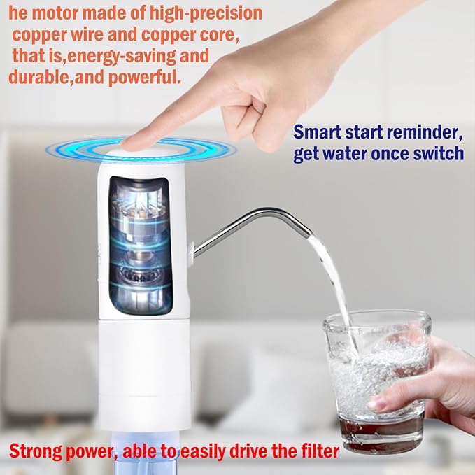 CoolWAY Gallon Bottle Electric Pump Filter - Portable Water Dispenser for Camping, Outdoors, Home and Office，5 Gallon Water jug Dispenser with Filter