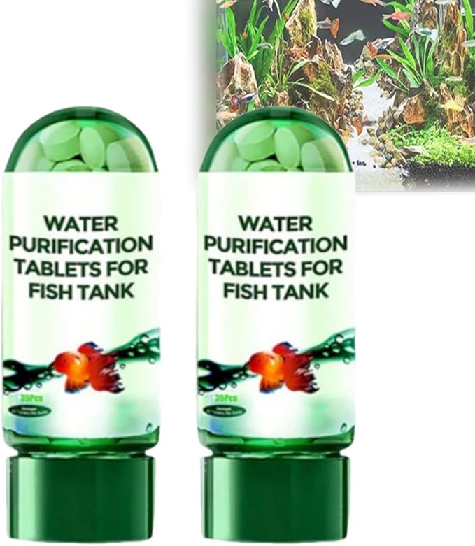 Powerful Aquarium Water Purification Tablet,Water Purification Tablets for Fish Tank,Remove All Kinds of Turbidity from Fish TankWater (2PC)