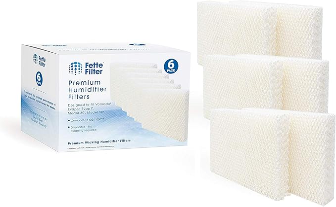 Humidifier Wick Replacement Filters Compatible with Vornado MD1-0002 for MD10002 MD10001 MD1-0001 EVAP1 EVAP3 Model 30/40/50 HU1-0021 Holmes HM250 HM405 HM406 HM725 Part # MD1-0002 MD1-0001 Pack of 6
