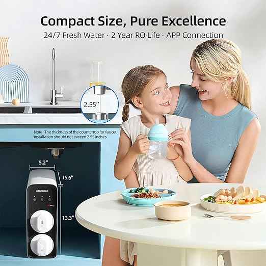 MIZUDO 1000GPD Smart WiFi RO System 8-Stage Tankless Reverse Osmosis Water Filter with APP Control, 3:1 RO Water Filtration System Under Sink, 36-Month Water Filter