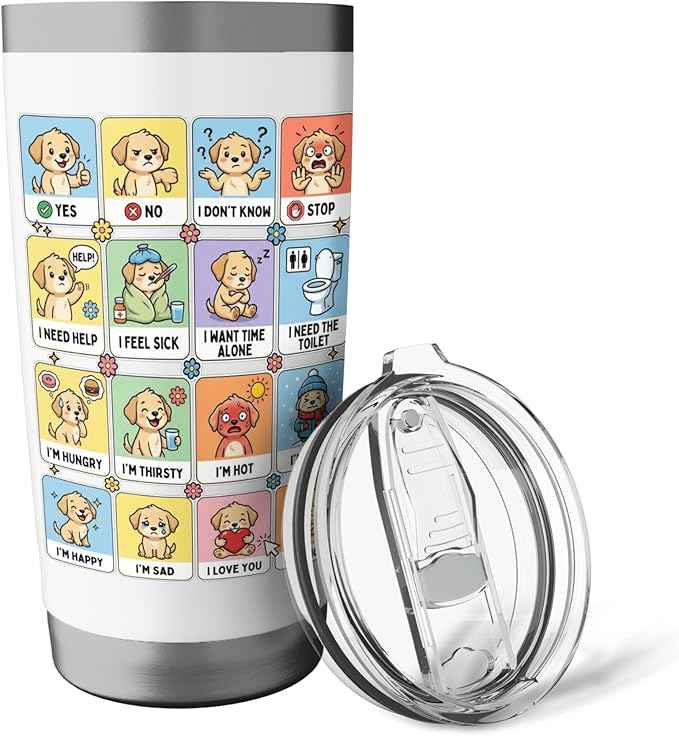 Autism ACC Communication Dog Lovers Kids Cute Autistic Stainless Steel Insulated Tumbler