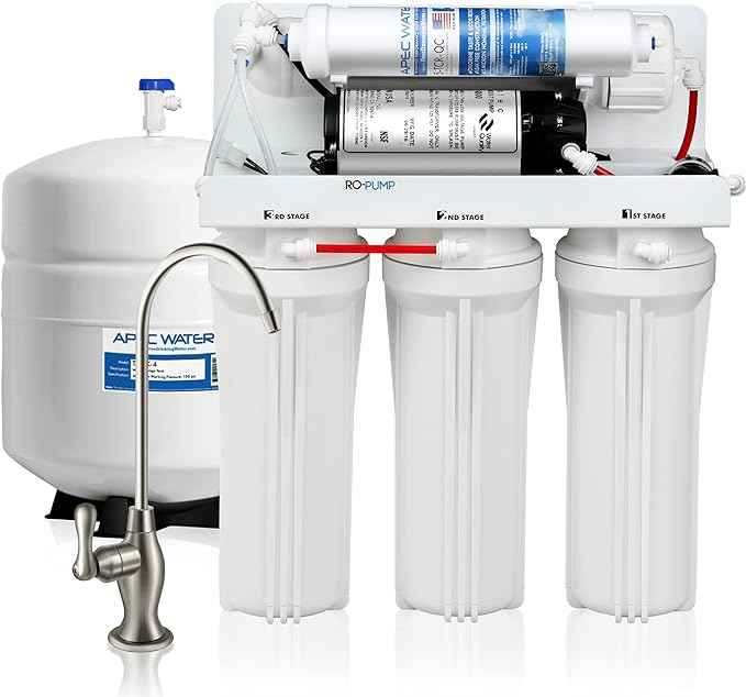 APEC Water Systems RO-PUMP-120V Top Tier Ultra Safe Reverse Osmosis Drinking Water Filtration System with US Made Booster Pump