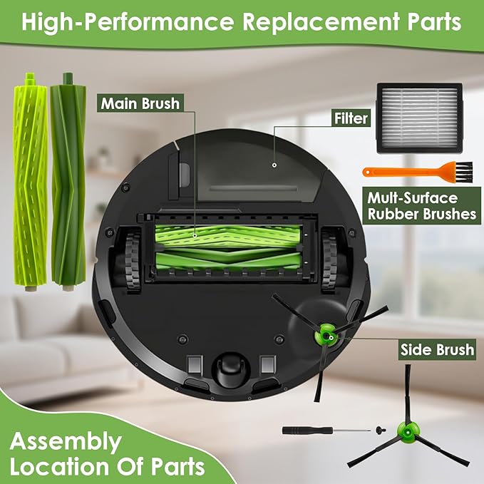 20 Pack Replacement Parts for iRobot Roomba i3 i3+ i7 i7+ i4 i6 i6+ i8 i8+/Plus E5 E6 E7 J7 i5 j5+ I, E &J Series Robot Vacuum Cleaner, 2 Sets Roller Brush, 8 HEPA Filters and 8 Side Brushes - AquaVibe