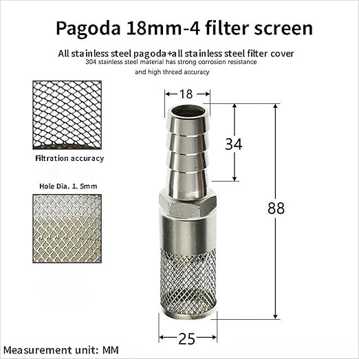 304 Stainless Steel Water Pump Filter Hose End Strainer Barbed Inline Mesh Screen, Assorted Sizes for Pressure Washer Garden RV Prevents Debris Clogging,1pcs(18mm 1/2 Inch)