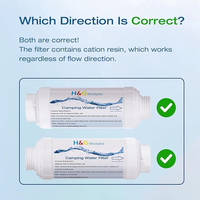 H&G Lifestyles Inline Water Softener, Calcium Inhibitor Filter for Garden Hose, Hose Filters for Drinking Car Washing, Soft Water Filtration System for Hot Tub Swimming Pool(2 Packs)