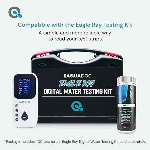 AquaDoc 7-in-1 Spa & Hot Tub Test Strips - 100 Pool Test Strips for pH, Chlorine, Hardness, Bromine, Cyanuric Acid, Alkalinity