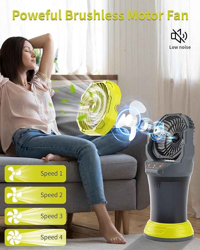 Portable Misting Fan with 30000mAh Battery Fan-Rechargeable Outdoor Misting Cooling Fans with 2L Water Tank,RGB Lights,4 Speeds & Spray Modes-for Patio, Camping, Beach, Workshop (Gray-Green)
