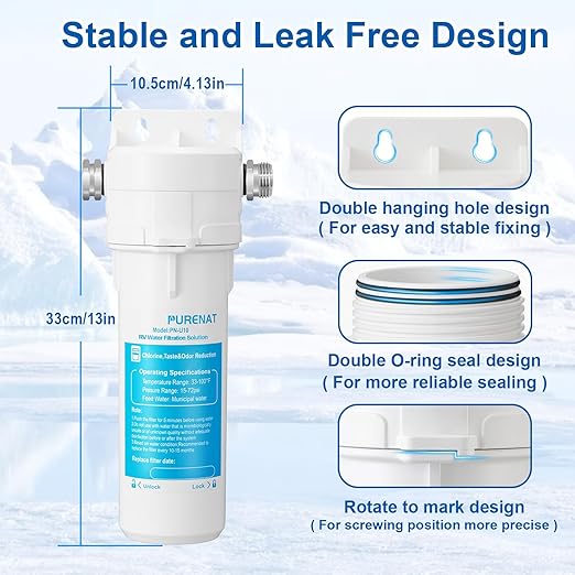 External RV Water Filter System - Included One Compound Filter,Highly Effective Reduces Sediment,Chlorine,Bad Taste&Odor;Suitable for RVs,Gardening,Farming,Pets;Drinking & Washing Filter