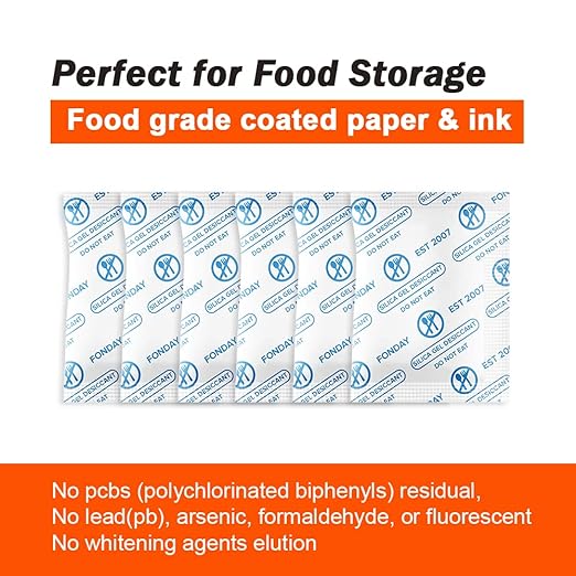1 Gram 5000 Packets Fonday Food Grade Silica Gel Desiccants Packs Moisture Absorbers Dehumidifier