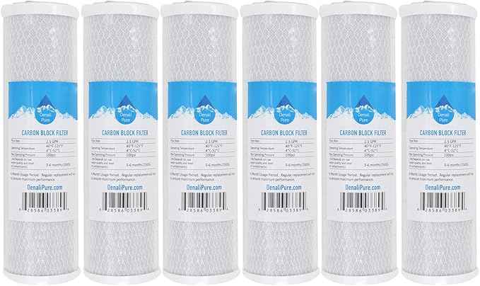 6-Pack Replacement for Compatible with APEC ROES-50 Activated Carbon Block Filter - Universal 10 inch Filter Compatible with APEC ROES-50 - Essence 5-Stage 50 GPD Reverse Osmosis System