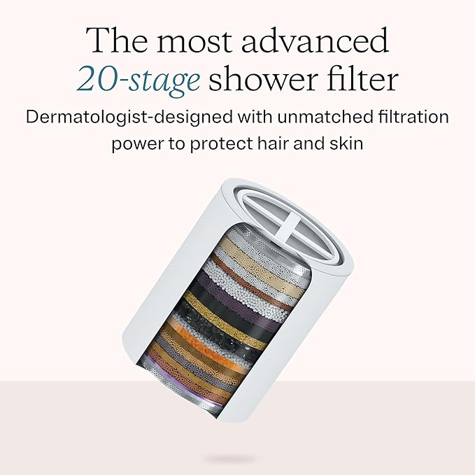 Replacement Shower Filter - 20-Stage Filtration for Chlorine, Heavy Metals & Hard Water, Restores Hair & Skin Health, Fits MDhair Filtered Showerhead, 3-Month Use, High Pressure (1 Pack)