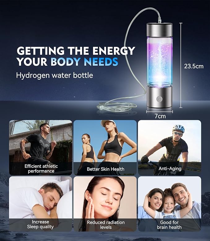 4.0 Upgrade Hydrogen Water Bottle & Hydrogen Absorption 【SGS Certification - 5000PPB】【NO.1-100% Odorless】 Hydrogen Water Bottle - 2025 SPE PEM Technique, Double Hydrogen Content