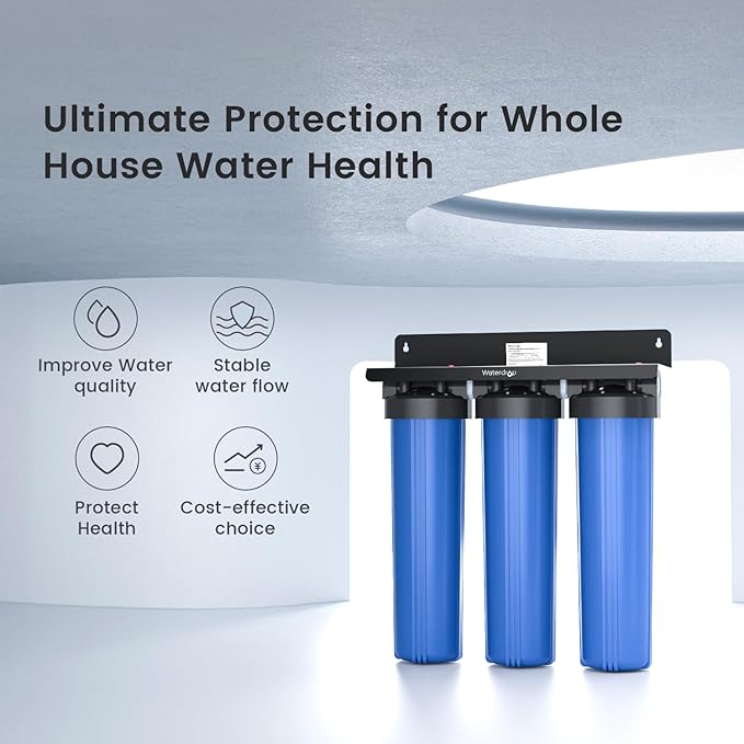 Waterdrop 3 Stage Whole House Water Filter System,with Carbon Filter&Sediment Filter,7-Stage Filtration Highly Reduce Lead,Chlorine,Odor and Taste,Bundle