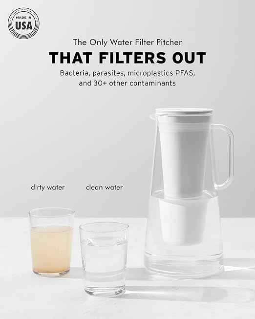 LifeStraw Home – Water Filter Pitcher, 10-Cup, Midnight Blue, BPA Free Designed for Everyday Protection Against Bacteria, parasites, microplastics, Lead, Mercury, PFAS and a Variety of Chemicals