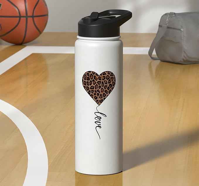 Heart Love Cheetah Leopard Tiger | Wild Animal Print Stainless Steel Insulated Water Bottle