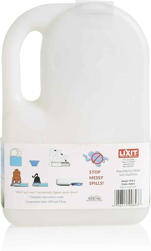 Lixit® Water Boy Portable Travel Dog Bowl - 3 Quart Spill Free Self Filling Pet Water Bowl - Made in USA (White, 2 Pack)