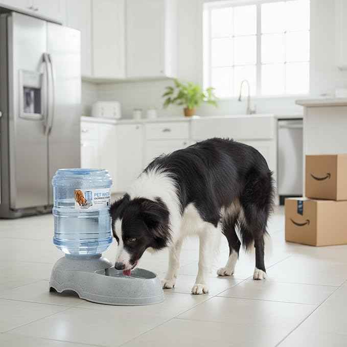 3 Gallon Large Dog Water Dispenser, Automatic Gravity Pet Waterer Station for Large Dogs and Multiple Pets, Indoor/Outdoor Dog Water Bowl with Anti-Slip Base, BPA-Free, Grey