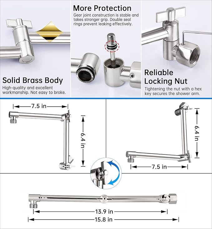 G-Promise All Metal 12 Inch Dual Shower Head with Handheld Combo, Rain Shower Head, with 16 Stage Shower Filter For Hard Water, Reduces Chlorine and Fluoride, Improves Dry Skin (Brushed Nickel)