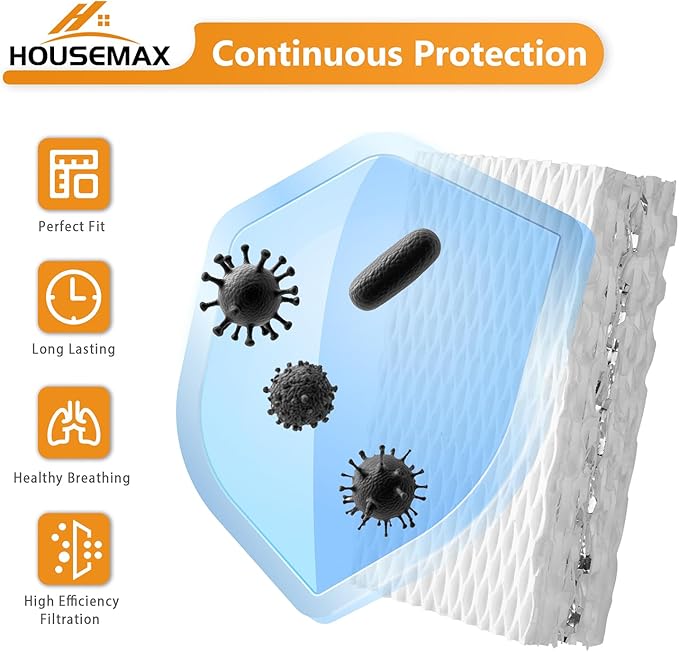 HOUSEMAX 4 Pack WF813 Humidifier Wick Filters with 2 Cleaning Fish, Compatible with Vicks Equate Eqwf813 Eq-2119-Ul, Relion RCM-832 RCM-832N, ProCare PCCM-832N Cool Mist Humidifier Replacement Filter