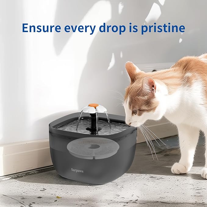8 Pack Replacement Filters & 8 Pack Pre-Filter Sponges Set – Official Replacement Filters for Sarpaws Cat Drinking Water Fountains Dog Water Dispenser-FW1