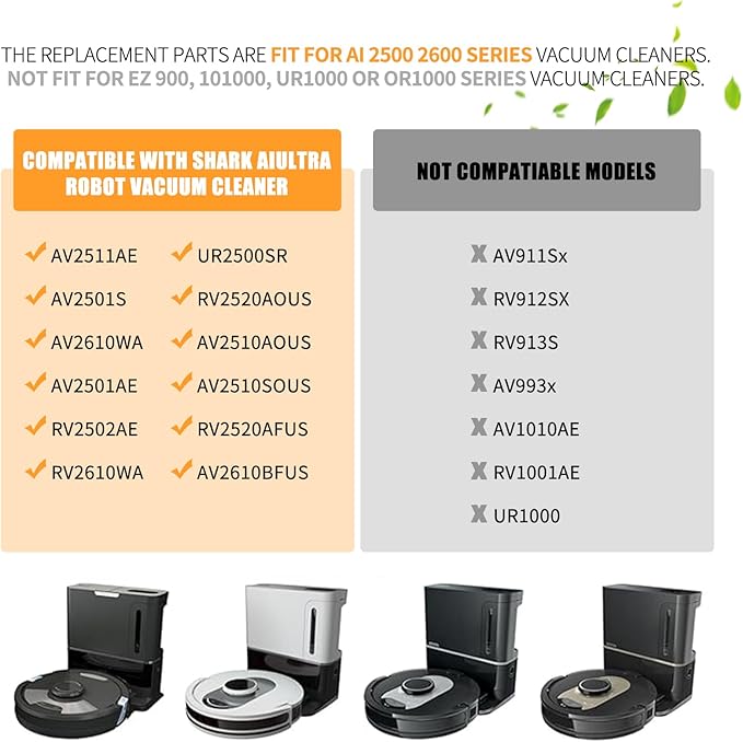 Replacement Parts for Shark AI AV2501AE RV2502AE RV2610WA AV2501S RV2520 AOUS AV2510 AOUS AV2511AE Vacuum Cleaner,Accessory kits with Main Brush,Filters,Side Brushes,Pre Filter,Foam Filter ﻿ - AquaVibe