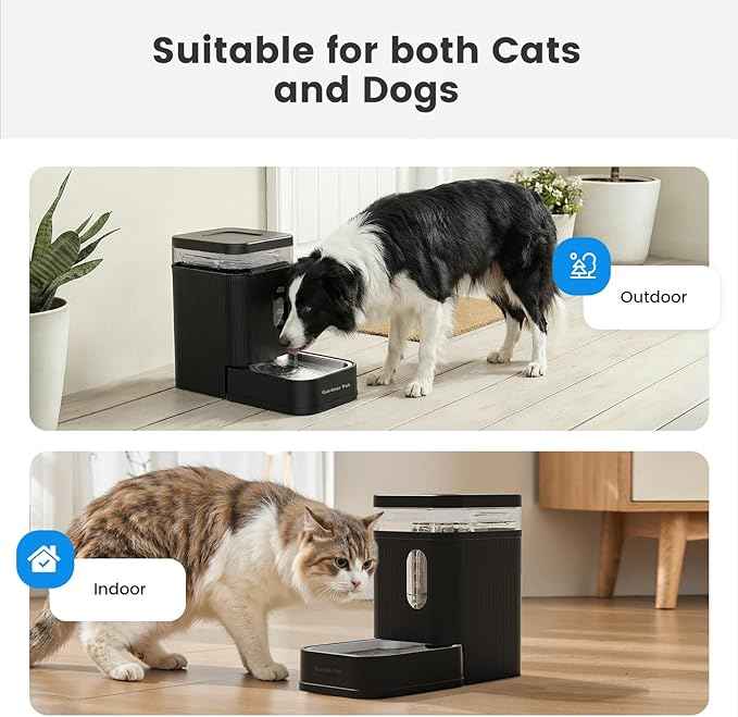 Gardner Pet 1.7 Gallon Automatic Dog Water Bowl Dispenser 6.5L Gravity Water Feeder with Stainless Steel Bowl & Maifan Stone Filter, BPA-Free for for Cats and Dogs (Black, 1.7 Gallon)