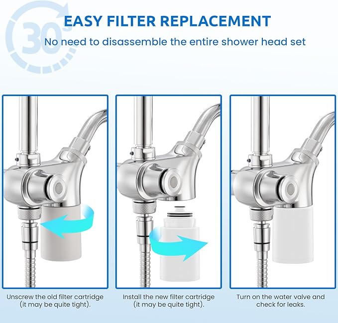 Ryamen Shower Head Filters Replacement ONLY for Dual 10" Filtered Shower Head Combo, Effective Chlorine Removal Rate≥90%, 2-Pack (White)