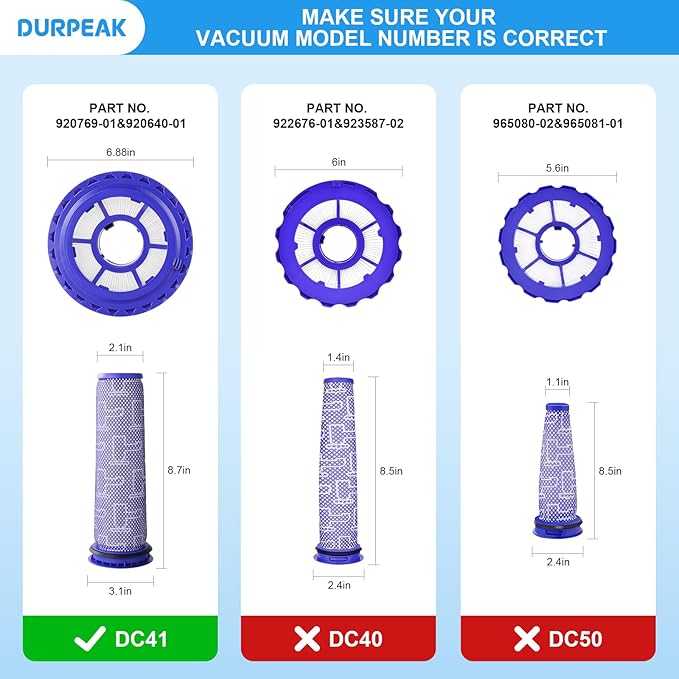 Replacement Filters for Dyson DC41, DC65, DC66, UP13, UP20, UP30, 2 Post-Motor Filters and 2 Pre-Motor Filters for Dyson Ball Animal 2, Ball Animal 3 Vacuum, Replaces Parts# 920769-01 & 920640-01 - AquaVibe