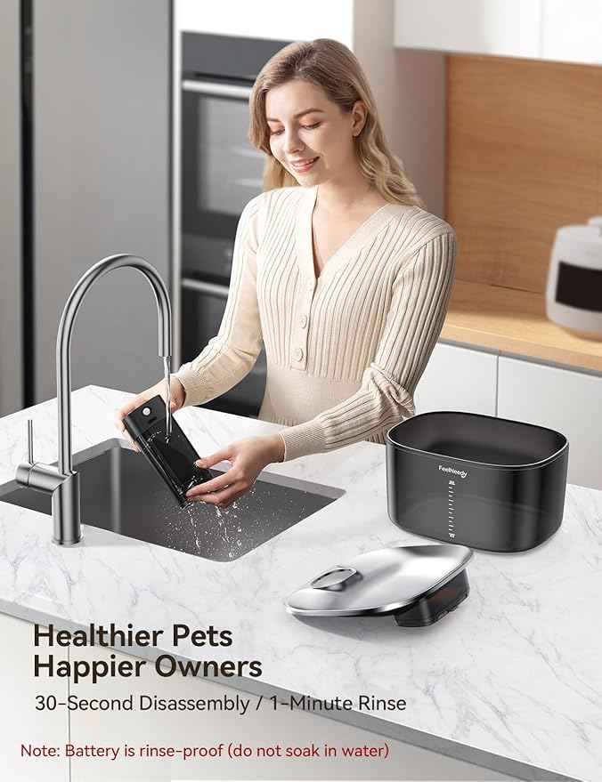 FEELNEEDY Wireless Cat Water Fountain, No Pump for Easy Cleaning, 4000mAh Detachable & Rechargeable Battery, Motion Sensor with Low Water & Power Alerts - Includes 6 Filters (4L/135oz)