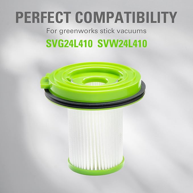Greenworks (2-PK) Stick Vacuum Replacement HEPA Filters, Works with Greenworks Stick Vacuums (SVW24L411, SVG24L411, ‎SVW24L410, ‎SVG24L410) - AquaVibe