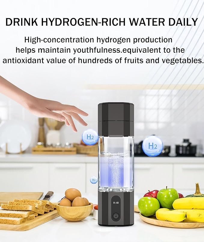 208ML Hydrogen Water Bottle Generator, Up to 5000-10000PPB+, Portable H2 Maker Water ionizer Machine, PEM Technology, for Husband, Wife, Lovers, Friends