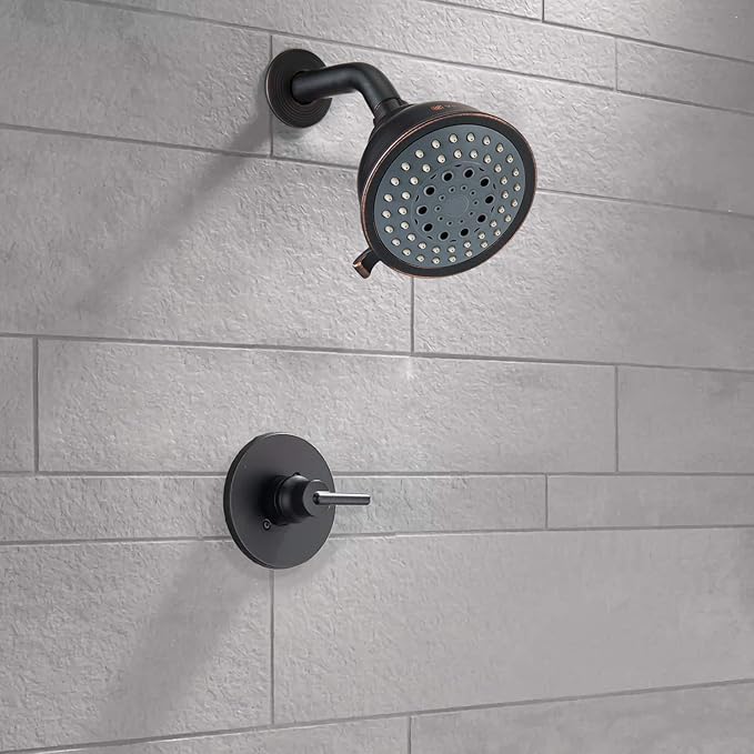 Voolan High Pressure Shower Head with Shower Arm - 5 Function Rain Shower Head - Comfortable Shower Experience Even at Low Water Flow - Oil-Rubbed Bronze