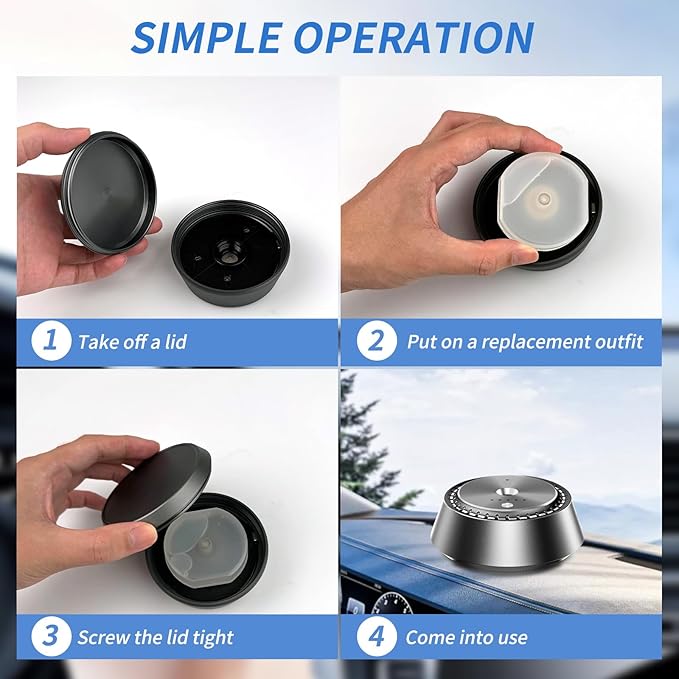 Wireless Car Aromatherapy Diffuser – Ultrasonic Nano Mist, 3-Speed Control, Rechargeable Humidifier & Air Freshener, Alloy PC Design (1, Machine + 4 Oil)
